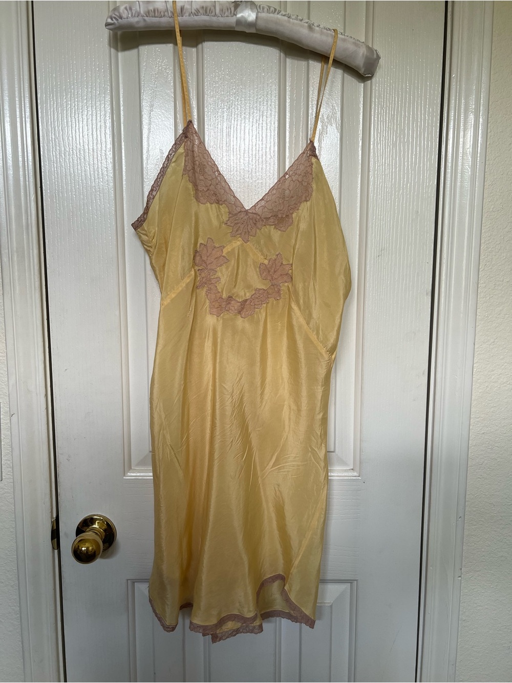 Vintage Lace-Trim Teddy  in Pale Yellow
